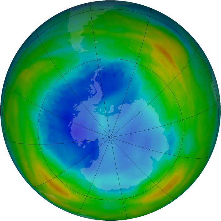 Antarctic ozone map for 04 August 1992